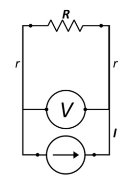 circuit showing additional resistances combined in the potential measurement